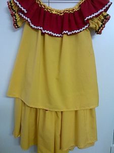 Adult Female Costumes to Hire - German-Yellow top & multi colour skirt - German beerfest - 2pce